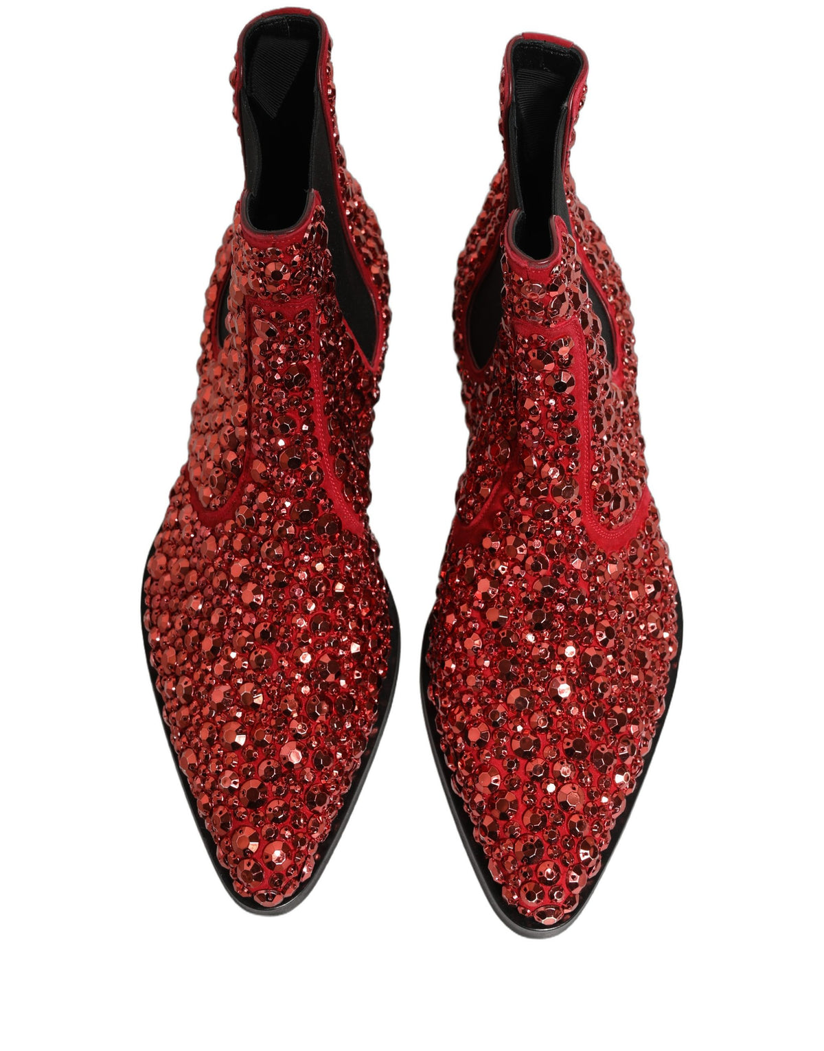 Dolce & Gabbana Men's Leather & Crystal Ankle Chelsea Boots - Red