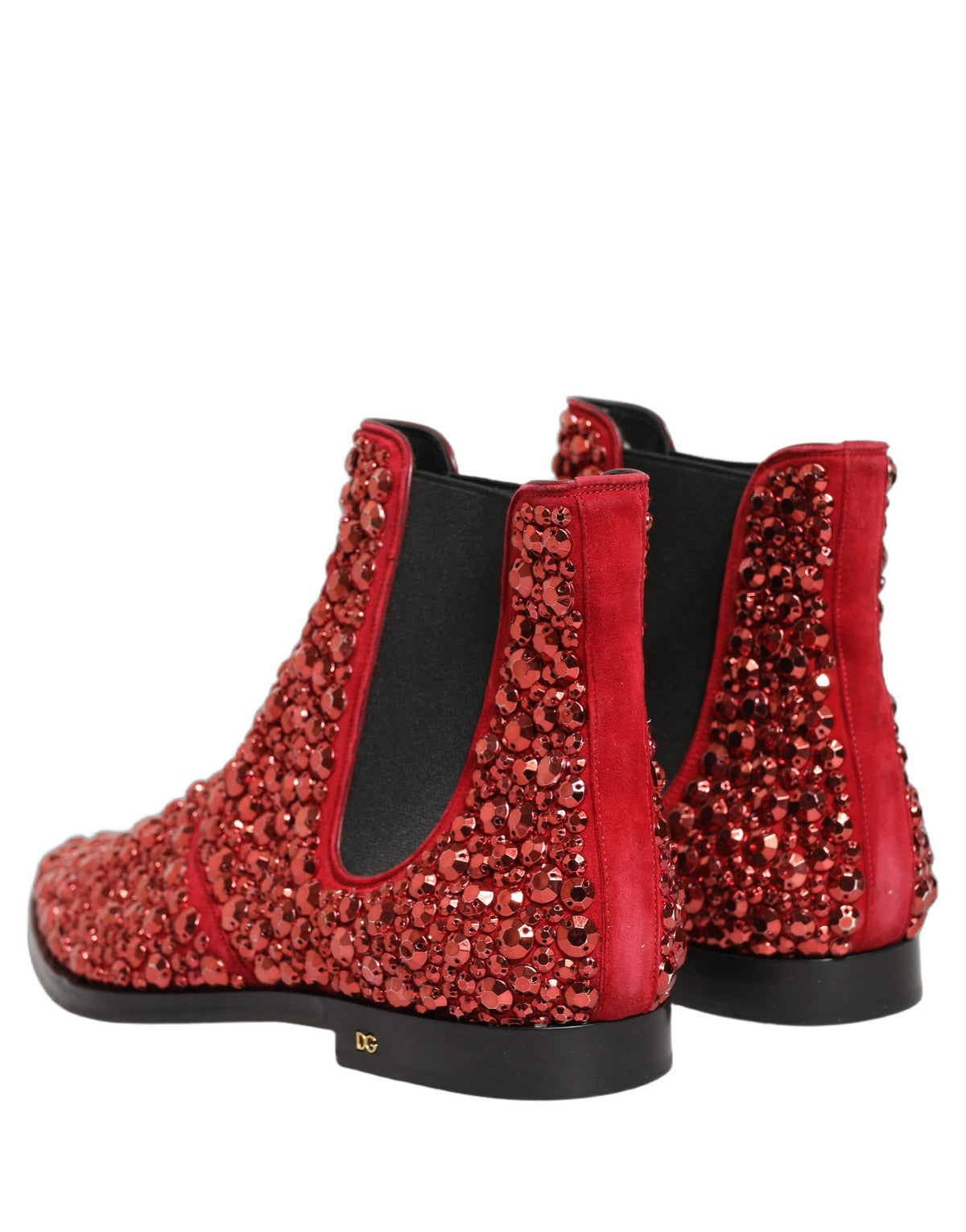 Dolce & Gabbana Men's Leather & Crystal Ankle Chelsea Boots - Red