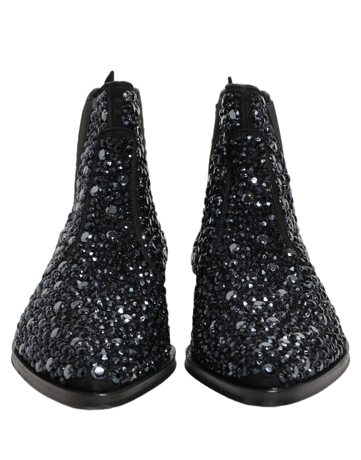 Dolce & Gabbana Black Embellished Chelsea Ankle Boots Shoes