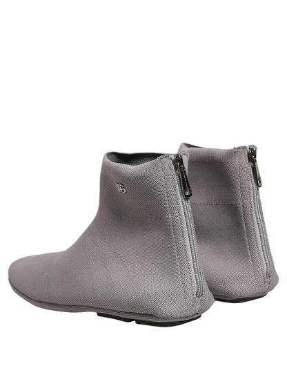 Dolce & Gabbana Gray Stretch Mesh Men Ankle Boots Shoes