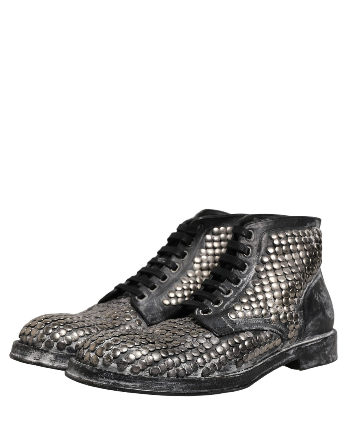 Dolce & Gabbana Men's Leather Lace-Up Ankle Boots - Black