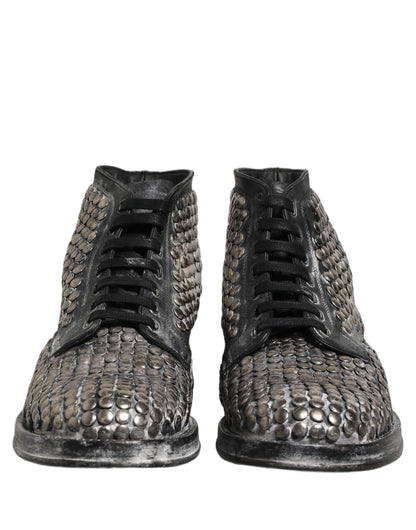 Dolce & Gabbana Men's Leather Lace-Up Ankle Boots - Black
