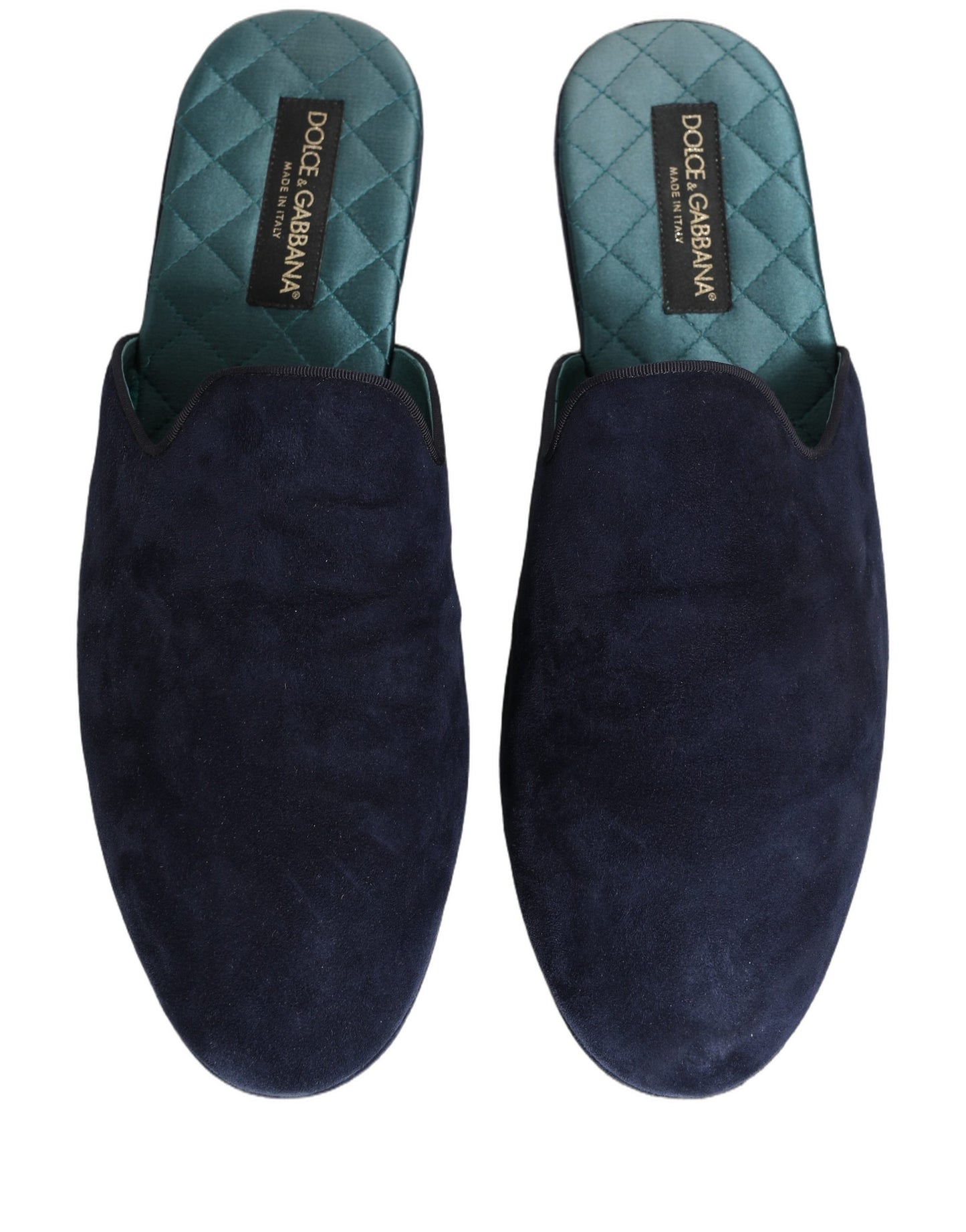 Dolce & Gabbana Blue Suede Slides Flat Slipper Men Shoes