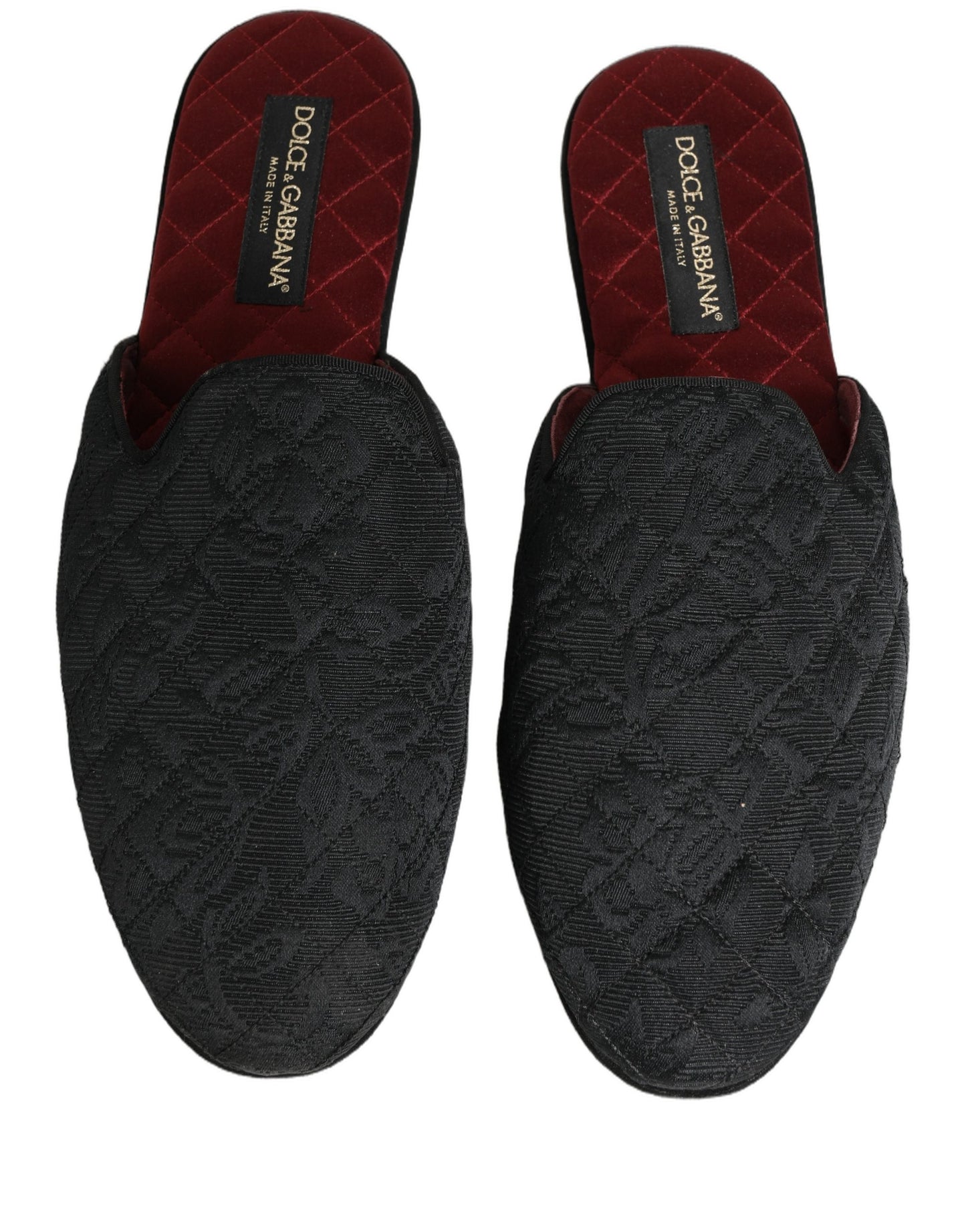 Dolce & Gabbana Black Floral Brocade Slides Slippers Shoes