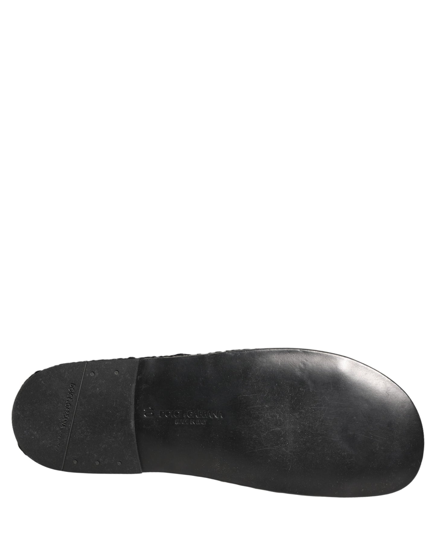 Dolce & Gabbana Black Fabric Woven Slides Sandals Flats Shoes