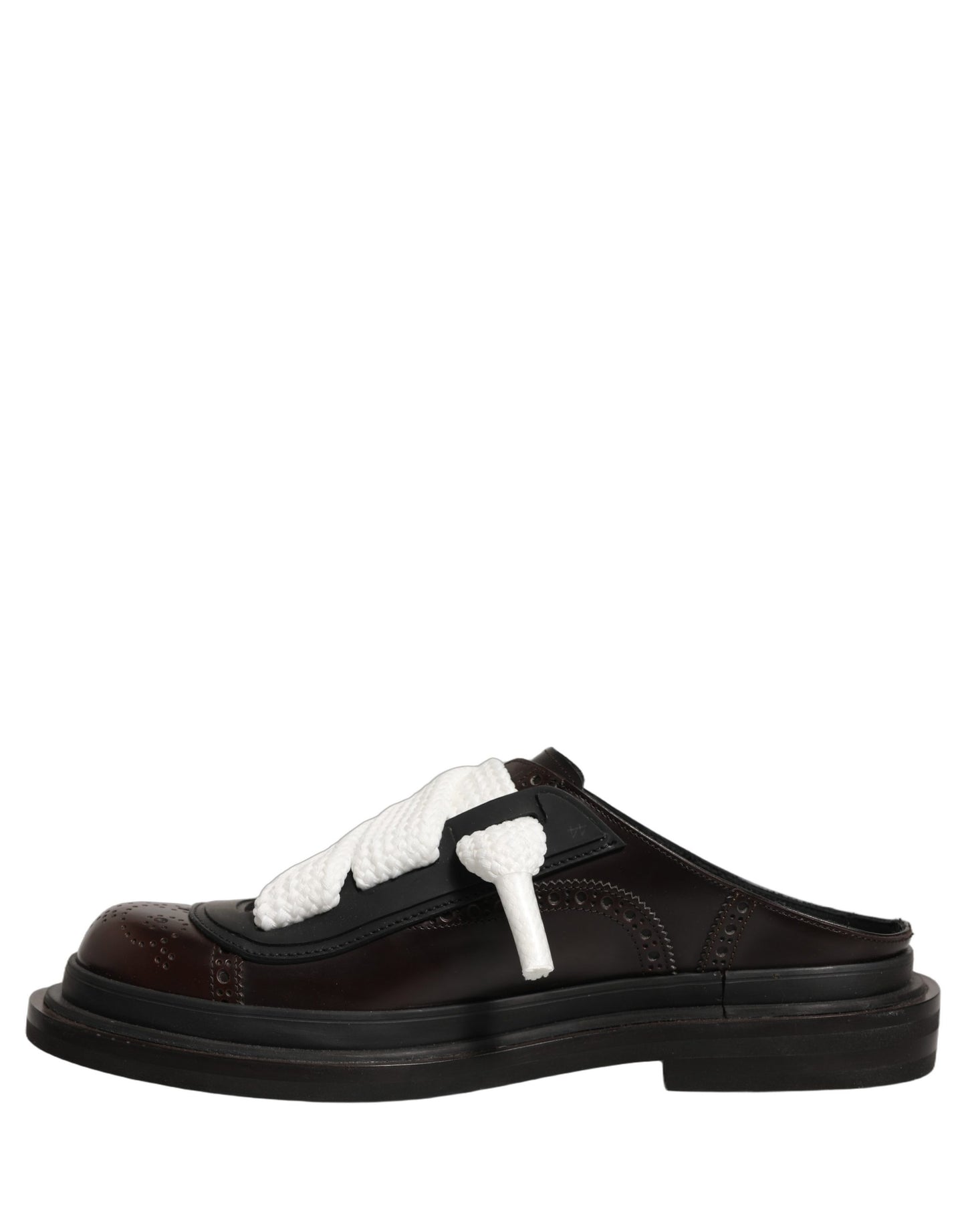 Dolce & Gabbana Brown Leather Slip On Flat Sandals Men Shoes