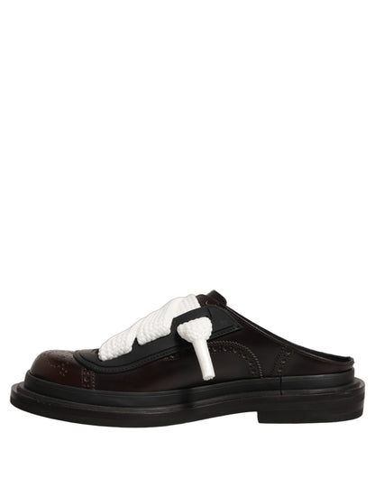 Dolce & Gabbana Brown Leather Slip On Flat Sandals Men Shoes