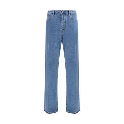 Jeans by Valentino Garavani for men in denim cotton blue presents a refined pantology silhouette, artfully defined by a refined pantology straight-leg & regular-fit, long, and a sophisticated .