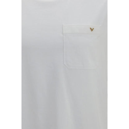 T-Shirt by Valentino Garavani for men in cotton white & signature showcases a unassuming silhouette, artfully detailed with a refined and unassuming for a sophisticated, contemporary look.