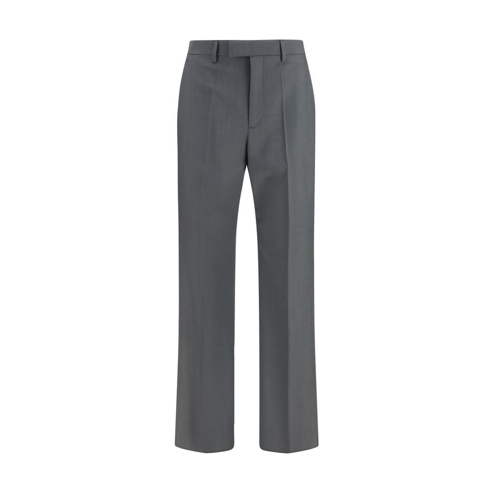 Trousers by Valentino Garavani for men in merino wool & mohair gray features a sculptural silhouette, showcasing a sculptural straight-leg & regular-fit and long with a sophisticated for a sculptural finish.