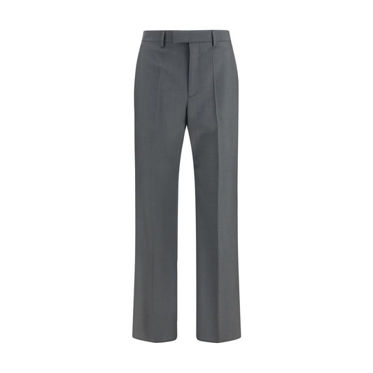 Trousers by Valentino Garavani for men in merino wool & mohair gray features a sculptural silhouette, showcasing a sculptural straight-leg & regular-fit and long with a sophisticated for a sculptural finish.