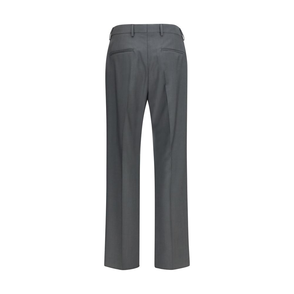 Trousers by Valentino Garavani for men in merino wool & mohair gray presents a perennial silhouette, meticulously tailored with a straight-leg & regular-fit cut, long finish, and an elegant .