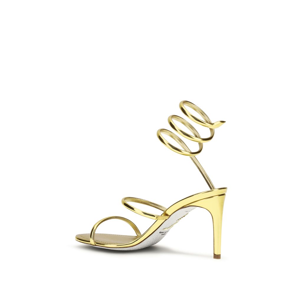 Stiletto Sandals by RENE CAOVILLA for women in bos taurus calf leather gold & lilac features an architectural design from the Women's Bos Taurus Calf Leather Stiletto Sandals collection, defined by a architectural stiletto and for a architectural finish.