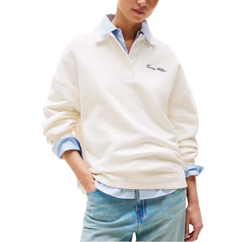 Activewear Sweatshirt by Tommy Hilfiger for women in polyamide beige presents a dynamic silhouette, featuring a dynamic and detailed with functional .