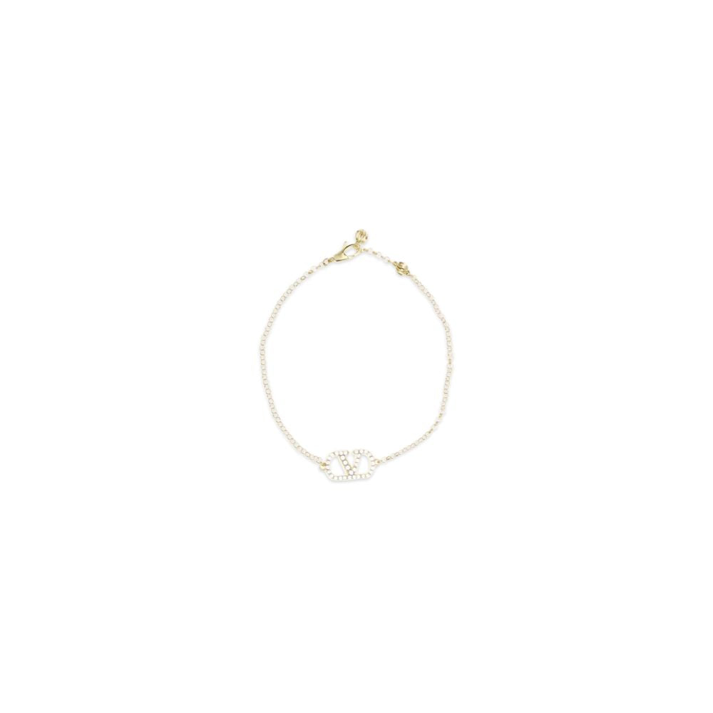 Bracelet by Valentino Garavani for women in bos taurus calf leather gold & signature features a architectural silhouette, elegantly showcasing a architectural that defines the V Logo Women's Gold Bracelet aesthetic.
