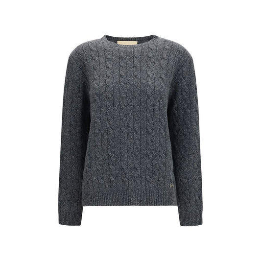 Sweatshirt by Valentino Garavani for women in merino virgin wool gray & gold features an magnificent silhouette, showcasing a sophisticated round neckline and long-sleeve detail for a truly magnificent finish.