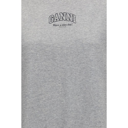 Sweatshirt by Ganni for women in organic cotton gray & signature showcases a slouchy chic silhouette, artfully detailed with a slouchy chic and for a slouchy chic finish.