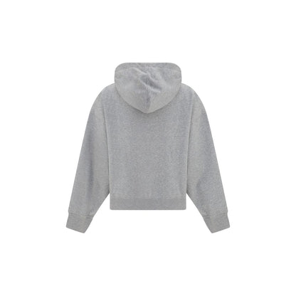 Sweatshirt Hoodie by Ganni for women in organic cotton gray features an luminous silhouette, showcasing a sophisticated hooded neckline and for a truly luminous look.