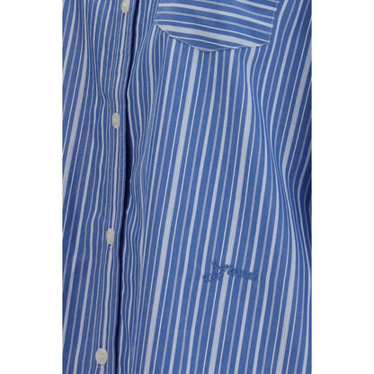 T-Shirt by Ganni for women in cotton blue, patterned & striped features a plush silhouette, showcasing a sophisticated and for a truly plush finish.