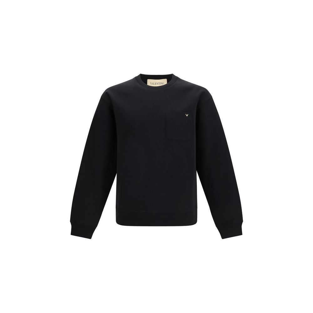 Sweatshirt Hoodie by Valentino Garavani for men in cotton polyester black & signature features an dramatic silhouette, showcasing a sophisticated hooded crew neckline and dramatic for a refined, modern aesthetic.