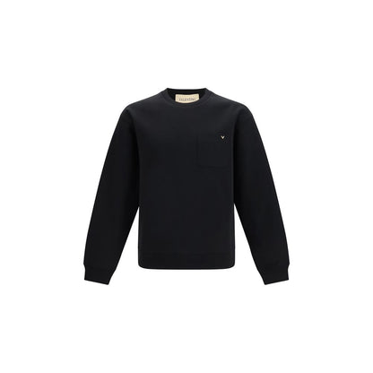Sweatshirt Hoodie by Valentino Garavani for men in cotton polyester black & signature features an dramatic silhouette, showcasing a sophisticated hooded crew neckline and dramatic for a refined, modern aesthetic.