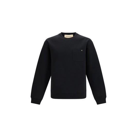 Sweatshirt Hoodie by Valentino Garavani for men in cotton polyester black & signature features an dramatic silhouette, showcasing a sophisticated hooded crew neckline and dramatic for a refined, modern aesthetic.