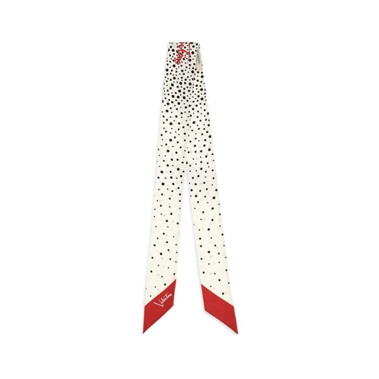 Scarf by Valentino Garavani for women in silk twill beige & print features a timeless silhouette, artfully capturing the essence of the timeless Silk Twill Scarf design for a sophisticated look.