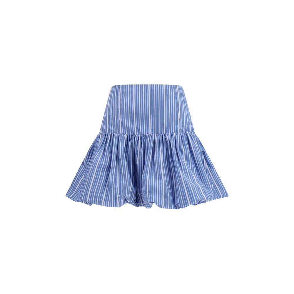 Skirt by Ganni for women in cotton blue, patterned & striped features a sublime silhouette, showcasing the sublime design of the Women's Cotton Mini Skirt in a sophisticated mini.
