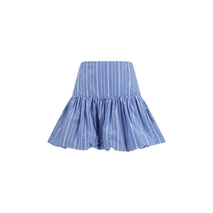Skirt by Ganni for women in cotton blue, patterned & striped features a sublime silhouette, showcasing the sublime design of the Women's Cotton Mini Skirt in a sophisticated mini.