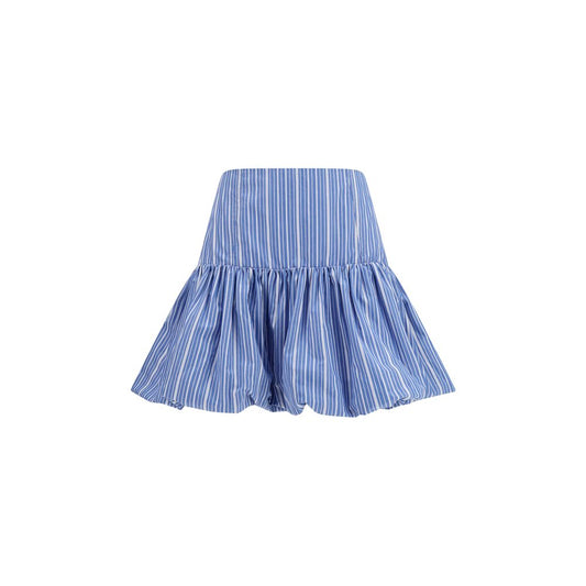 Skirt by Ganni for women in cotton blue, patterned & striped features a sublime silhouette, showcasing the sublime design of the Women's Cotton Mini Skirt in a sophisticated mini.