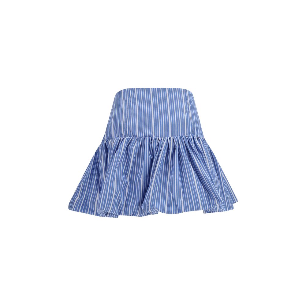 Skirt by Ganni for women in cotton blue, patterned & striped features a sublime silhouette, showcasing the sublime design of the Women's Cotton Mini Skirt in a sophisticated mini.