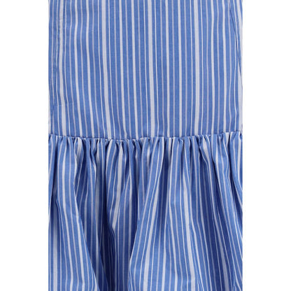Skirt by Ganni for women in cotton blue, patterned & striped showcases a sultry silhouette, elegantly defined by its mini and the sophisticated sultry design of the Women's Cotton Mini Skirt.