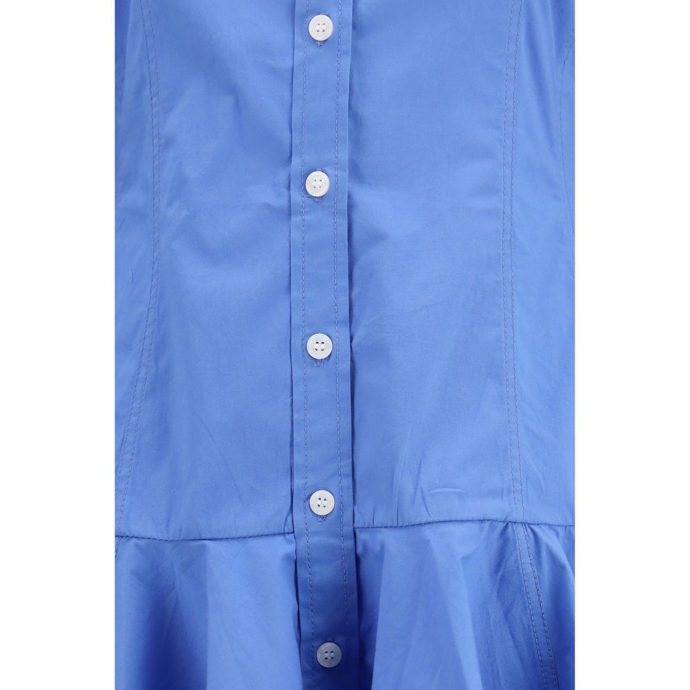 Dress by Ganni for women in stretch cotton blue features an magnificent silhouette, artfully detailed with a magnificent and that flows into an magnificent short.