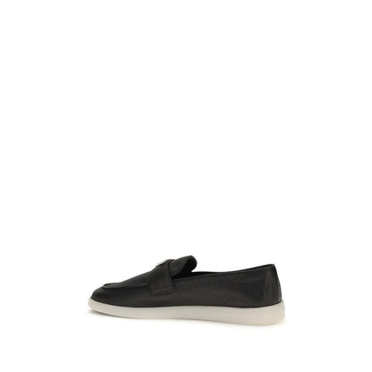 Loafer Slip-On Strap Shoes by Prada for men in bos taurus suede calf leather black features an ergonomic silhouette, perfectly showcasing Men's Bos Taurus Suede Calf Leather Loafer Slip-On Strap Shoes with its distinct and elegant .