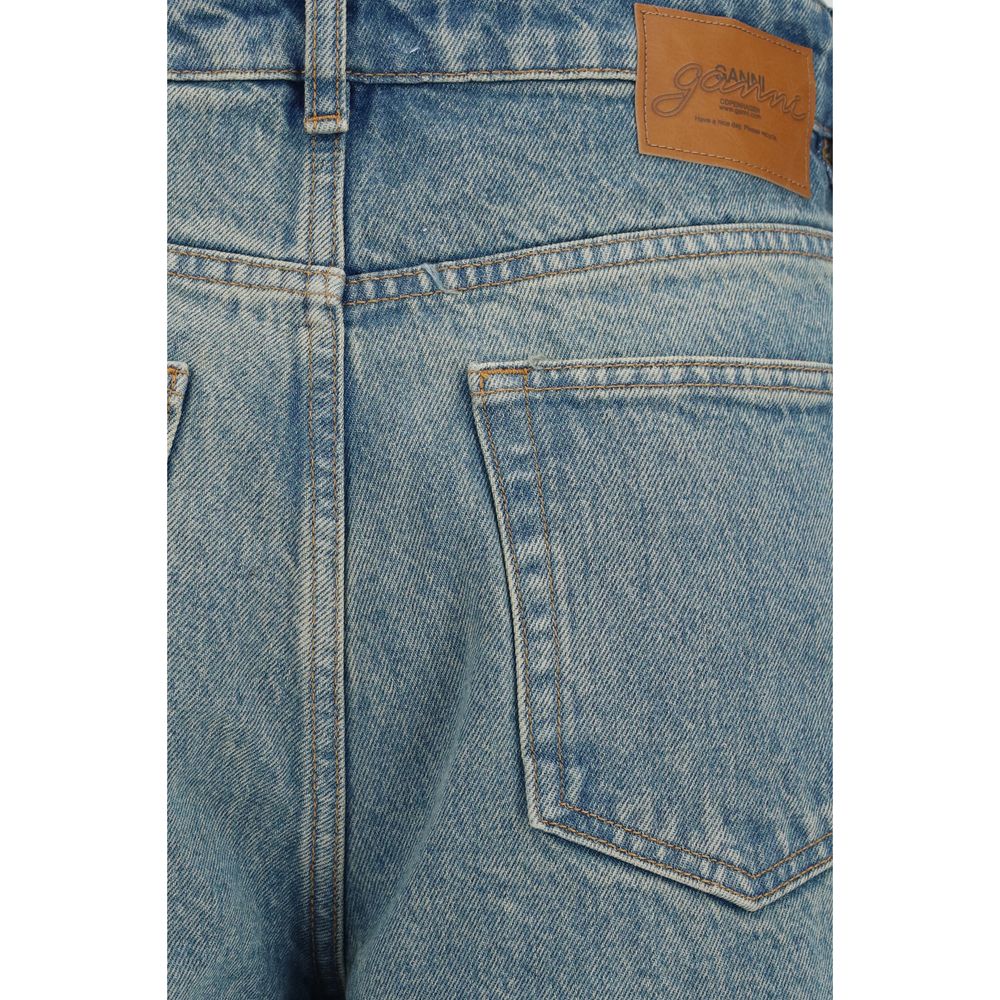 Jeans by Ganni for women in denim cotton blue features an refined tailoring silhouette, showcasing a premium tapered-leg & oversized with a mid rise and long cut for a refined tailoring look.