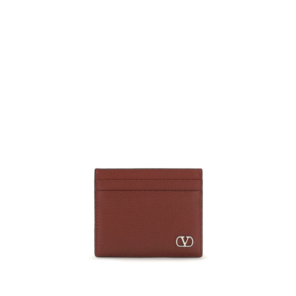 Cardholder Wallet by Valentino Garavani for men in bos taurus calfskin nappa leather & palladium bordeaux, palladium & signature presents a architectural silhouette from the V Logo Bos Taurus Calfskin Nappa Leather & Palladium Cardholder Wallet collection, showcasing architectural card-organization compact-design bifold for a architectural finish.