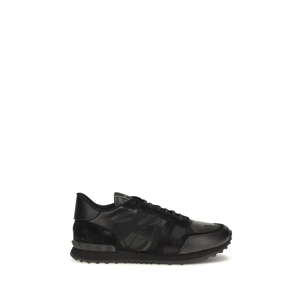 Athletic Sneakers by Valentino Garavani for men in polyester & bos taurus nappa calf leather black, patterned & camouflage features an effortless chic silhouette, showcasing the signature athletic style of the Men's Athletic Polyester & Bos Taurus Nappa Calf Leather Sneakers collection with a truly effortless chic finish.