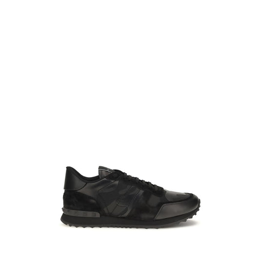 Athletic Sneakers by Valentino Garavani for men in polyester & bos taurus nappa calf leather black, patterned & camouflage features an effortless chic silhouette, showcasing the signature athletic style of the Men's Athletic Polyester & Bos Taurus Nappa Calf Leather Sneakers collection with a truly effortless chic finish.
