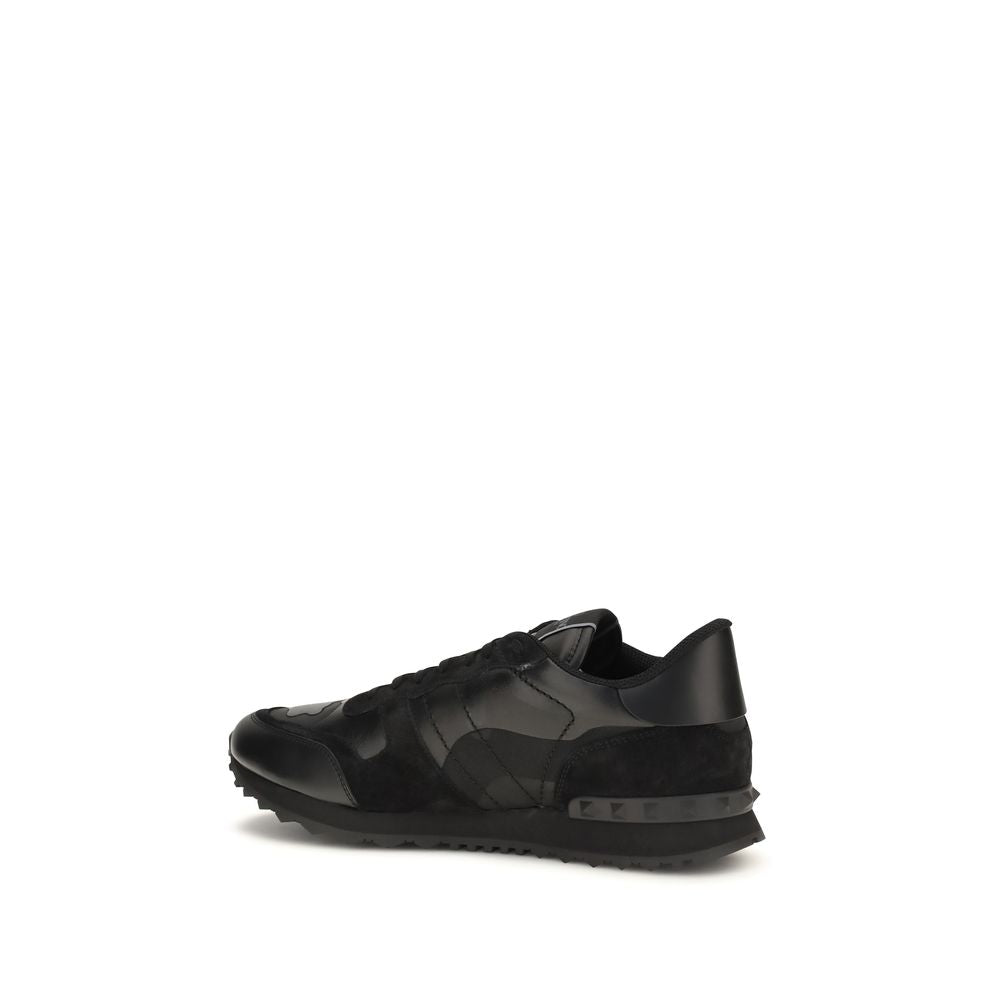 Athletic Sneakers by Valentino Garavani for men in polyester & bos taurus nappa calf leather black, patterned & camouflage features an timeless silhouette from the Men's Athletic Polyester & Bos Taurus Nappa Calf Leather Sneakers collection, showcasing a timeless athletic style for a timeless look.