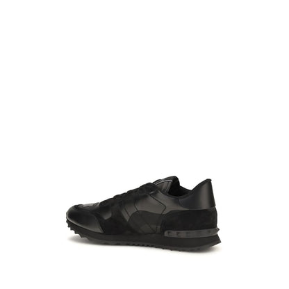 Athletic Sneakers by Valentino Garavani for men in polyester & bos taurus nappa calf leather black, patterned & camouflage features an timeless silhouette from the Men's Athletic Polyester & Bos Taurus Nappa Calf Leather Sneakers collection, showcasing a timeless athletic style for a timeless look.