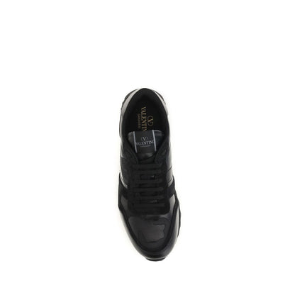 Athletic Sneakers by Valentino Garavani for men in polyester & bos taurus nappa calf leather black, patterned & camouflage features an exquisite silhouette, showcasing the premium athletic style of the Men's Athletic Polyester & Bos Taurus Nappa Calf Leather Sneakers with an exquisite finish.