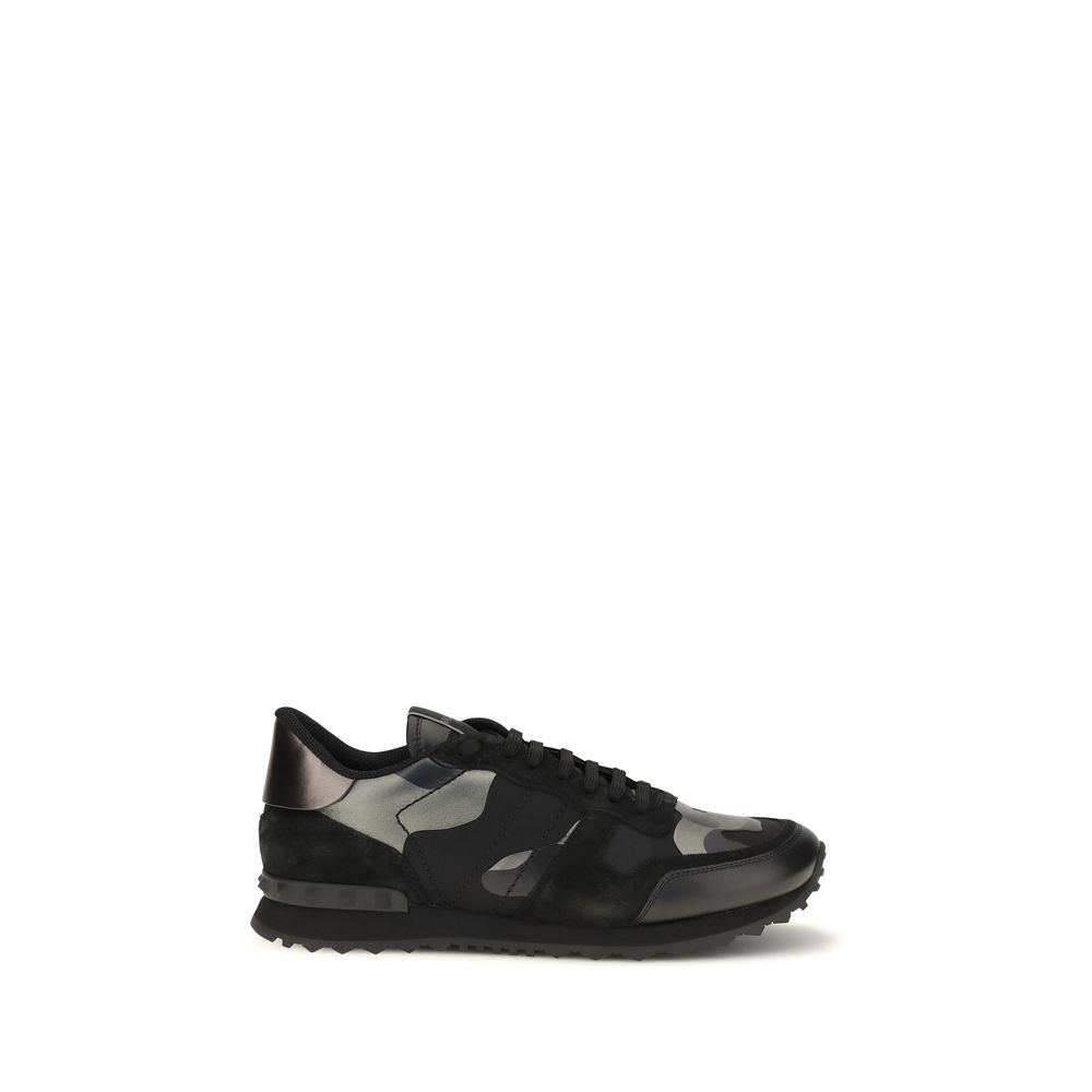 Athletic Sneakers by Valentino Garavani for men in polyamide & bos taurus nappa calf leather black & camouflage showcases a architectural silhouette, artfully capturing the essence of the Men's Athletic Polyamide & Bos Taurus Nappa Calf Leather Sneakers with its signature architectural athletic style construction.