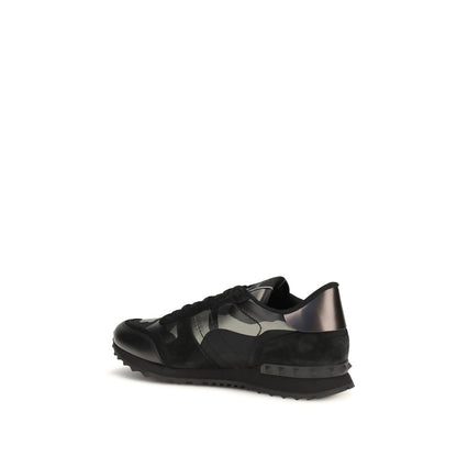 Athletic Sneakers by Valentino Garavani for men in polyamide & bos taurus nappa calf leather black & camouflage features an timeless silhouette from the Men's Athletic Polyamide & Bos Taurus Nappa Calf Leather Sneakers collection, showcasing a timeless athletic style for a timeless look.