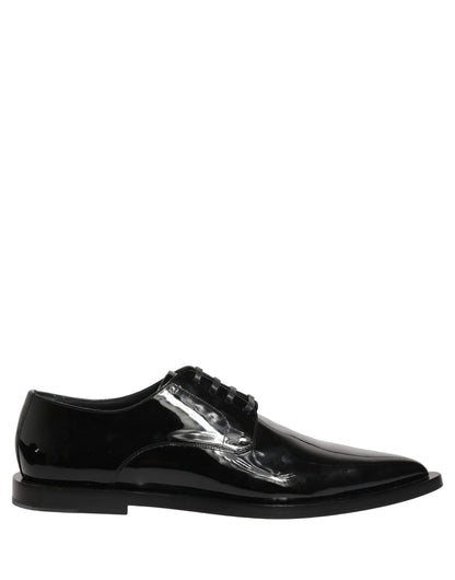 Dolce & Gabbana Black Leather Men Derby Dress Formal Shoes