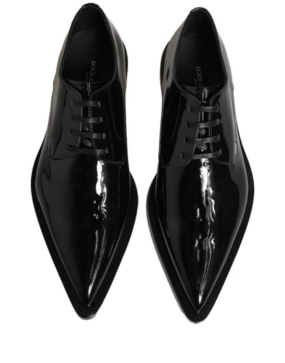 Dolce & Gabbana Black Leather Men Derby Dress Formal Shoes