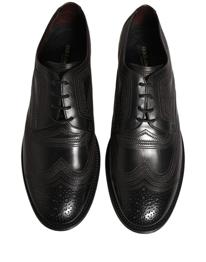 Dolce & Gabbana Men's Polyurethane Viscose & Calf Leather Derby Lace-Up Shoes - Black