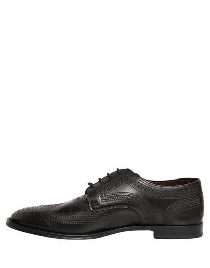 Dolce & Gabbana Men's Polyurethane Viscose & Calf Leather Derby Lace-Up Shoes - Black