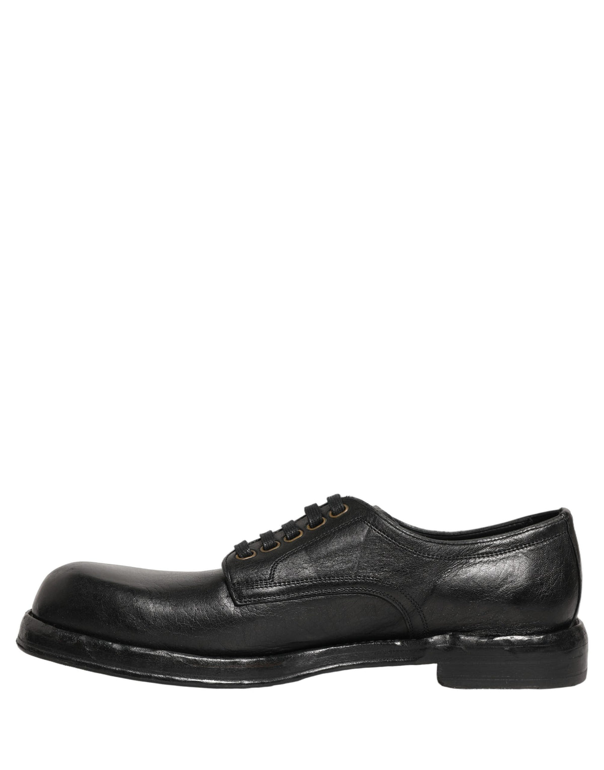 Dolce & Gabbana Men's Silk Viscose Calf Goat & Horse Leather Derby Lace-Up Shoes - Black
