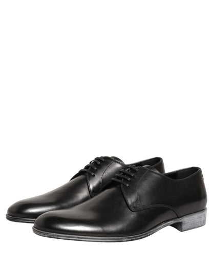 Dolce & Gabbana Dress Black Leather Lace Up Derby Men Shoes