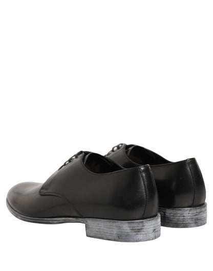Dolce & Gabbana Dress Black Leather Lace Up Derby Men Shoes
